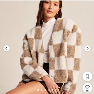 Trendy checkered teddy bear jacket Abercrombie